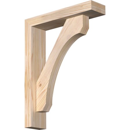 Ekena Millwork Legacy Block Smooth Bracket w/ Offset Brace, Douglas Fir, 3 1/2"W x 14"D x 18"H BKT0402X14X18LEC05SDF